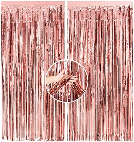 2Pc 1m*2m Iridescent Purple Fringe Foil Curtain Backdrop, Party Rainbow Foil Curtain Tinsel Curtain Hanging Streamers for Mermaid Unicorn Themed Kids Birthday Party Wedding Wall Door Way Decorations