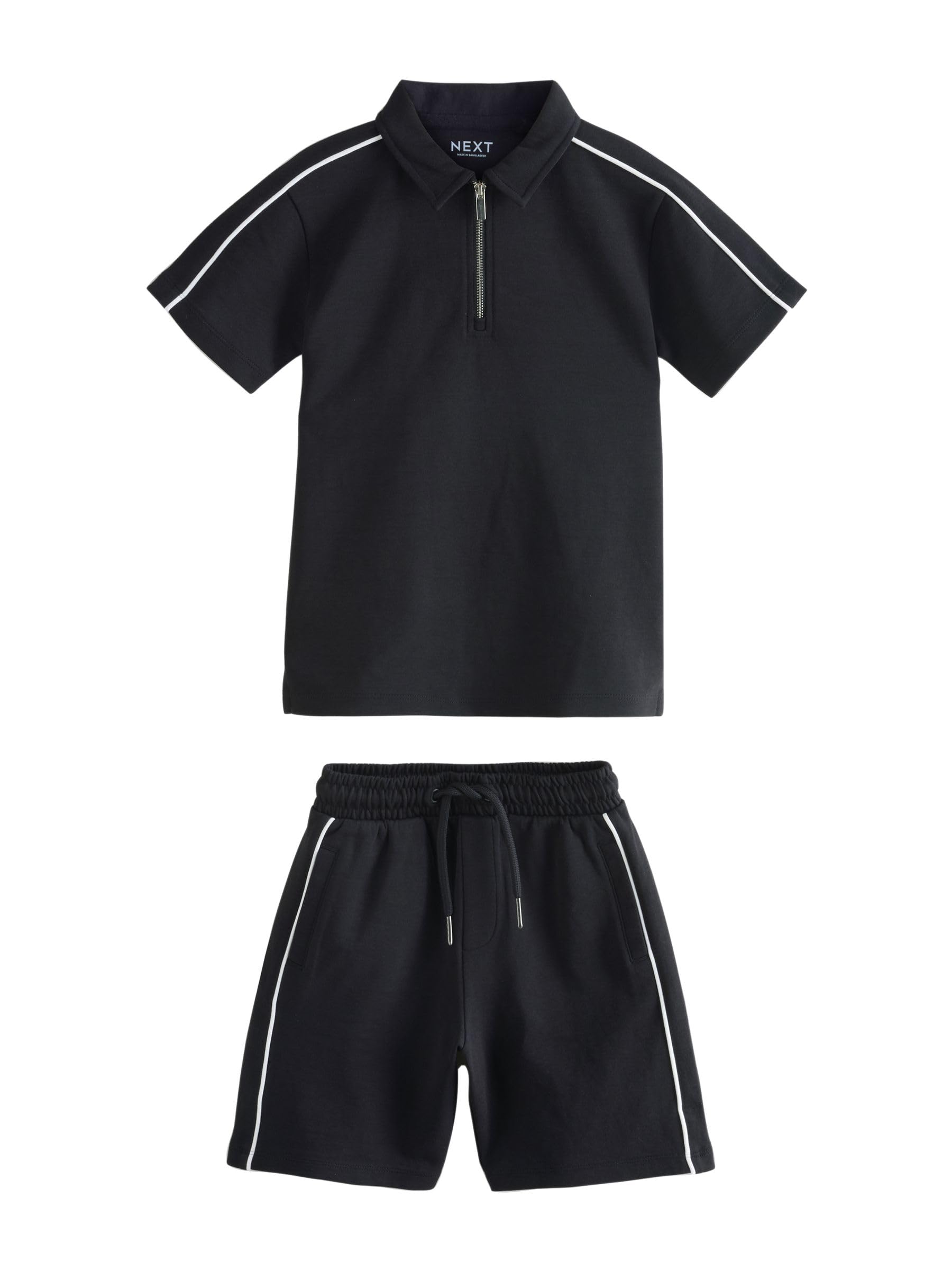 NEXT Niños Conjunto de polo con cuello con cremallera y pantalones cortos