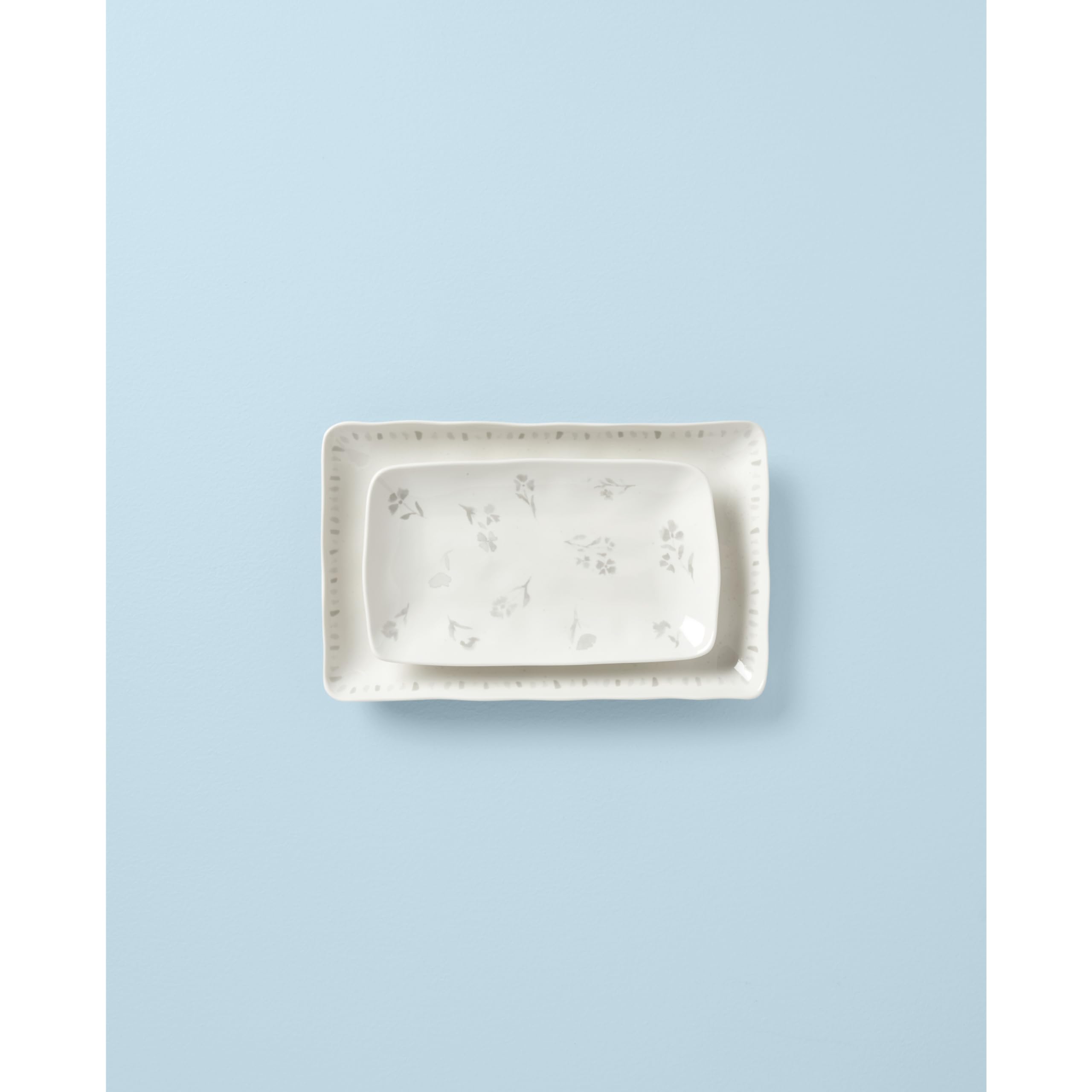 Lenox Oyster Bay - Juego de 2 platos para servir de anidación, color blanco
