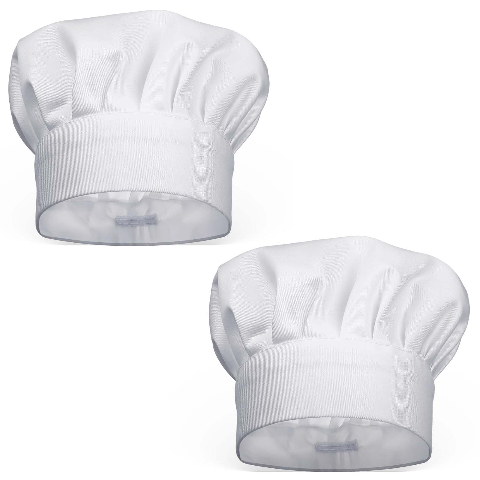 Czapka kucharska, biała, 2 sztuki, męska czapka kucharska, czapka kucharska, dla kobiet i dorosłych, uniseks, regulowana czapka kucharska, bawełniana czapka kucharska, profesjonalna czapka