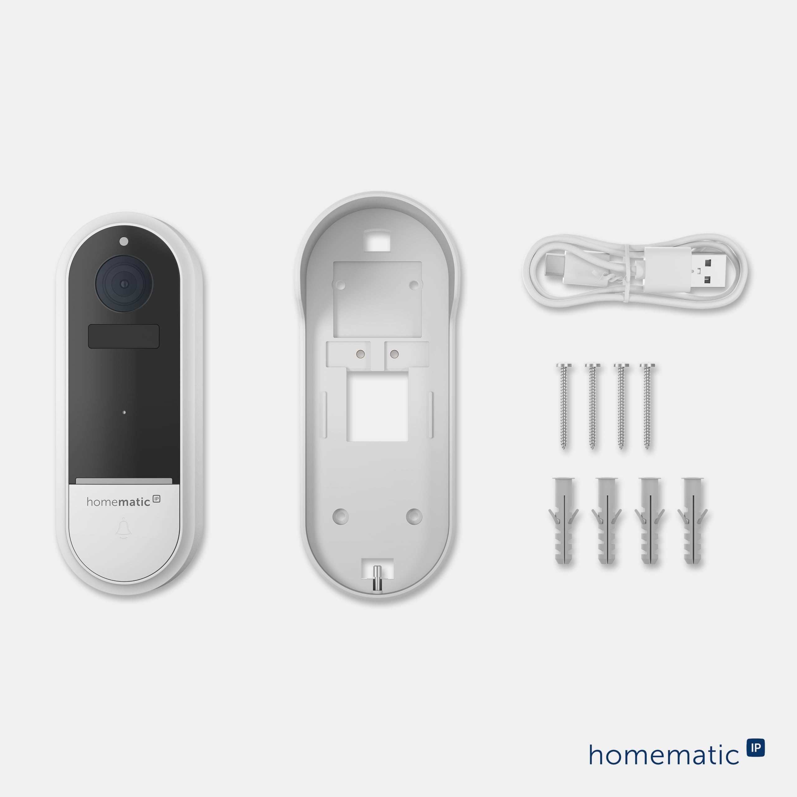 Homematic IP Video-Türklingel, Smart Home, kabellose Türklingel-Kamera mit AI Personenerkennung, Zwei-Wege-Audio, Nachtsicht, 162945A0