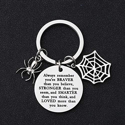 Spider Keychain Spider Charm Keyring Always Remember You’re Braver Than you Believe Keychain(Always remember (Spider)4