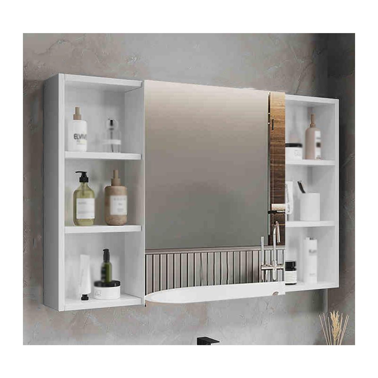 BKSXSOP 90cm Wall-Mounted Bathroom Medicine Cabinet with Mirror, Aluminum Space-Saving Storage Shelf, Easy to Install, Stylish White Finish, Perfect for nizing Essentials
