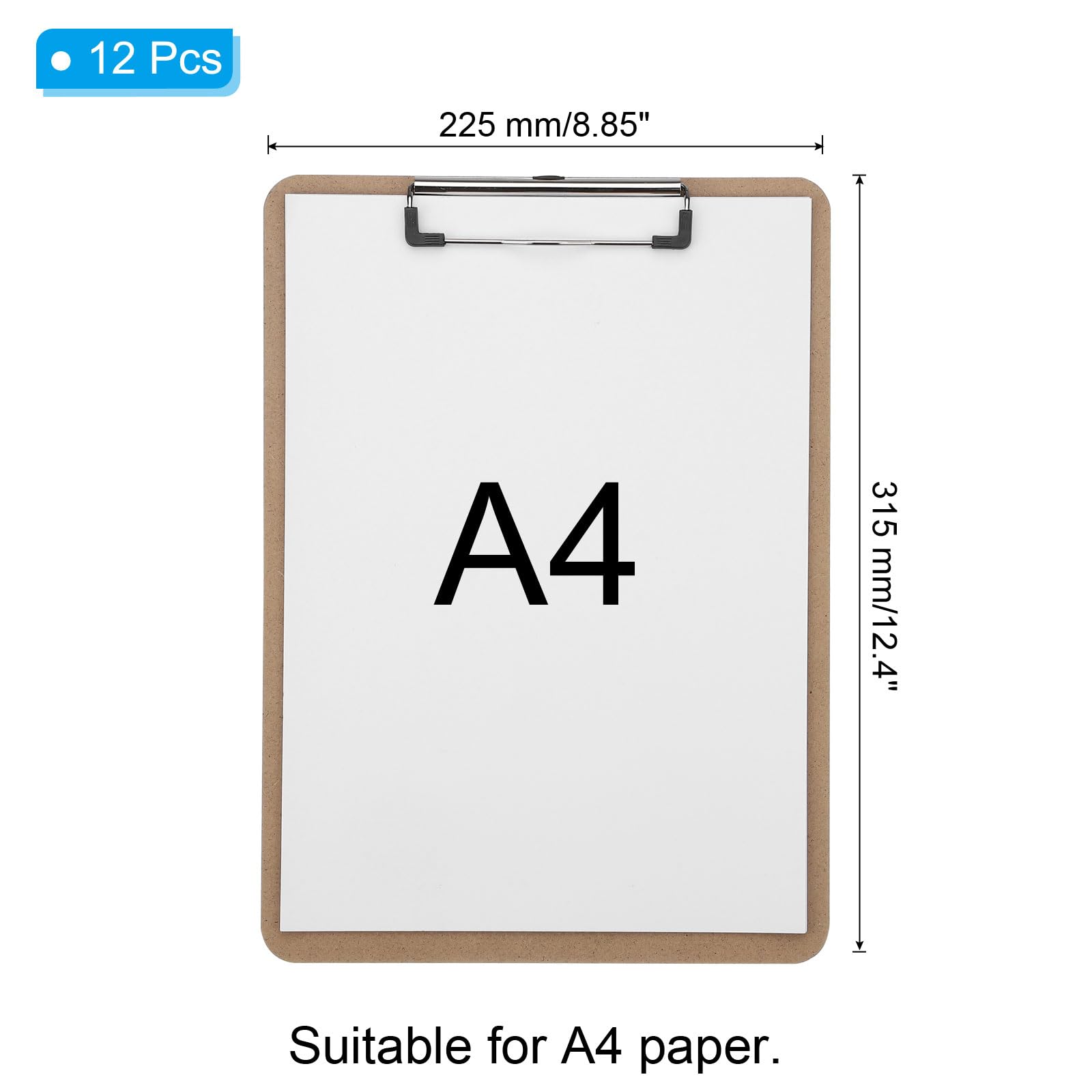 PATIKIL Blocco Di Appunti In Legno Formato A4, 12PCS Cartone Pressato Formato Lettera Con Clip Metallo Bassa Per Ufficio Liceo Casa Viaggi Esterni, Marrone.