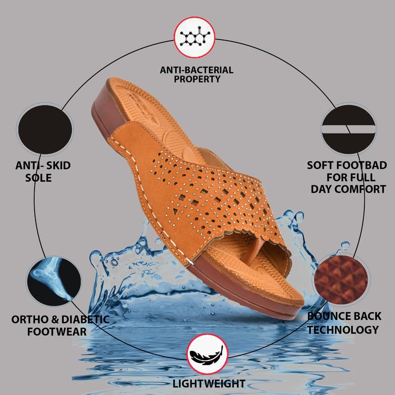 Image of HEALTH FIT Extra Super Soft Ortho Care Diabetic & Orthopedic Slippers /Doctor Chappal & Ultra-Lightweight Stylish Footwear for Women's 677