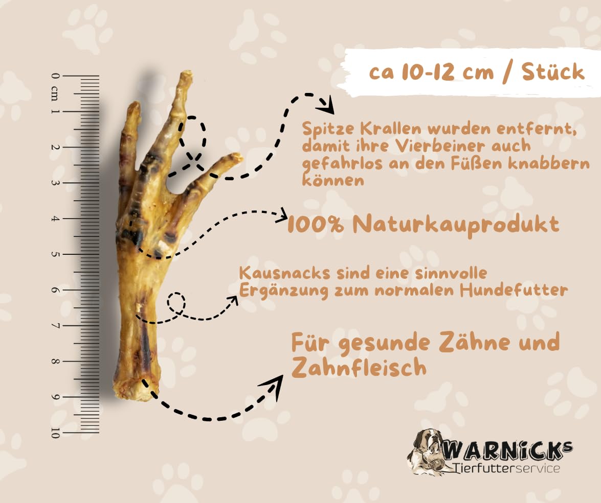 Warnick's Hundesnack Vorratspack Hühnerfüße braun getrocknet - 5 kg | Naturkausnack für Hunde aus 100% Huhn - Ideal auch für kleine Hunde - Schonend getrocknet ohne Zusätze - Zahnpflege
