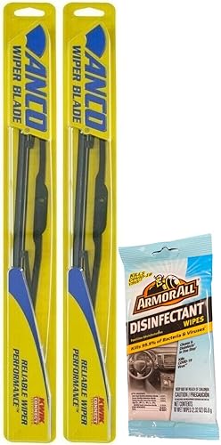 Anco Paquete de limpiaparabrisas 31-20 (20 pulgadas) con toallitas limpiadoras Armor All (3 artículos)