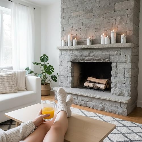 Miniatura 4 de VENTA Velas de pilar sin llama de mármol, juego de 3 (4, 5 y 6 pulgadas), velas LED parpadeantes realistas con control remoto y temporizador,