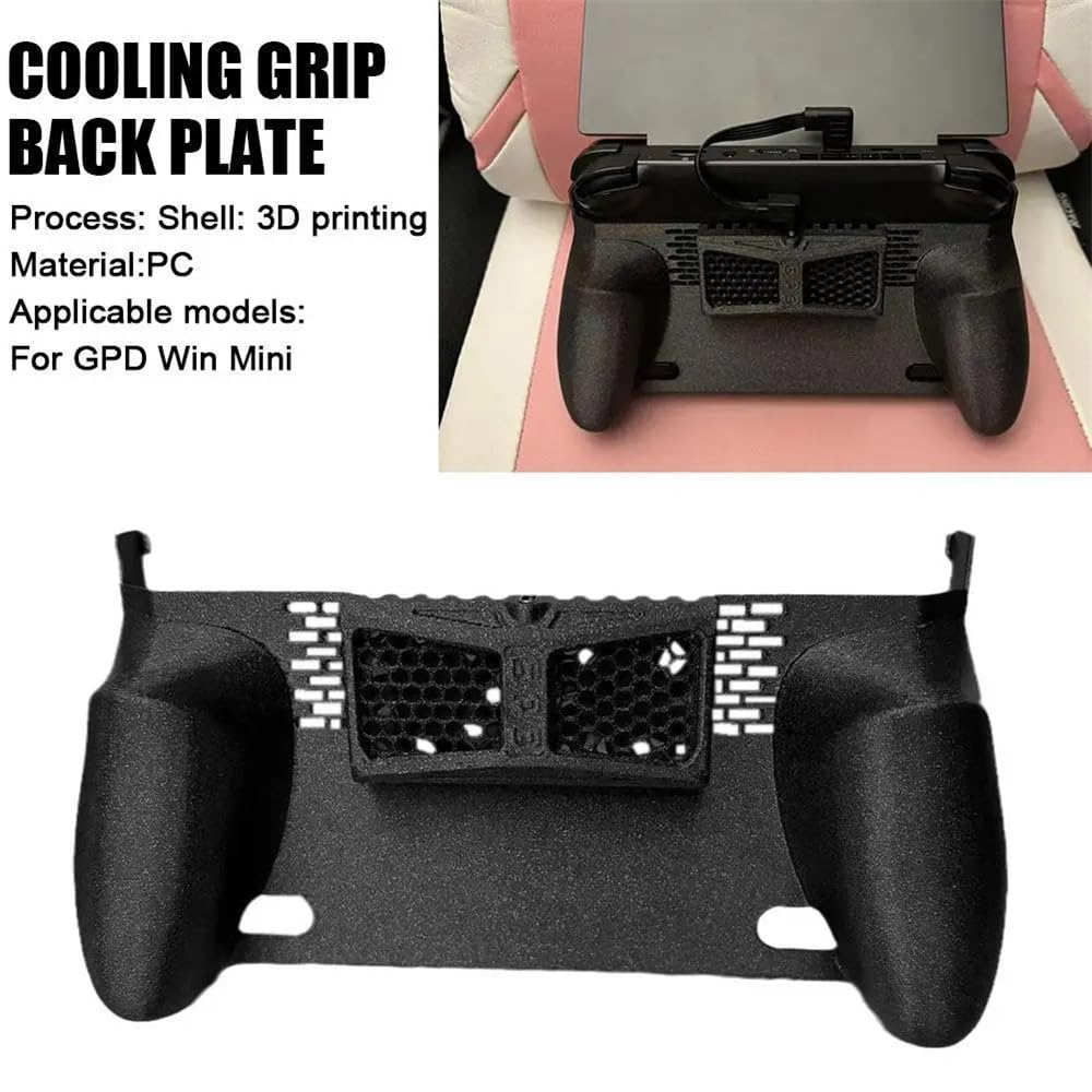 Empuñadura ergonómica para GPD Win Min, con ventilador de refrigeración, Hard Shell funda protectora para pantalla táctil de juegos de PC Mini Gamepad portátil, consola de juegos Protector Accesorios