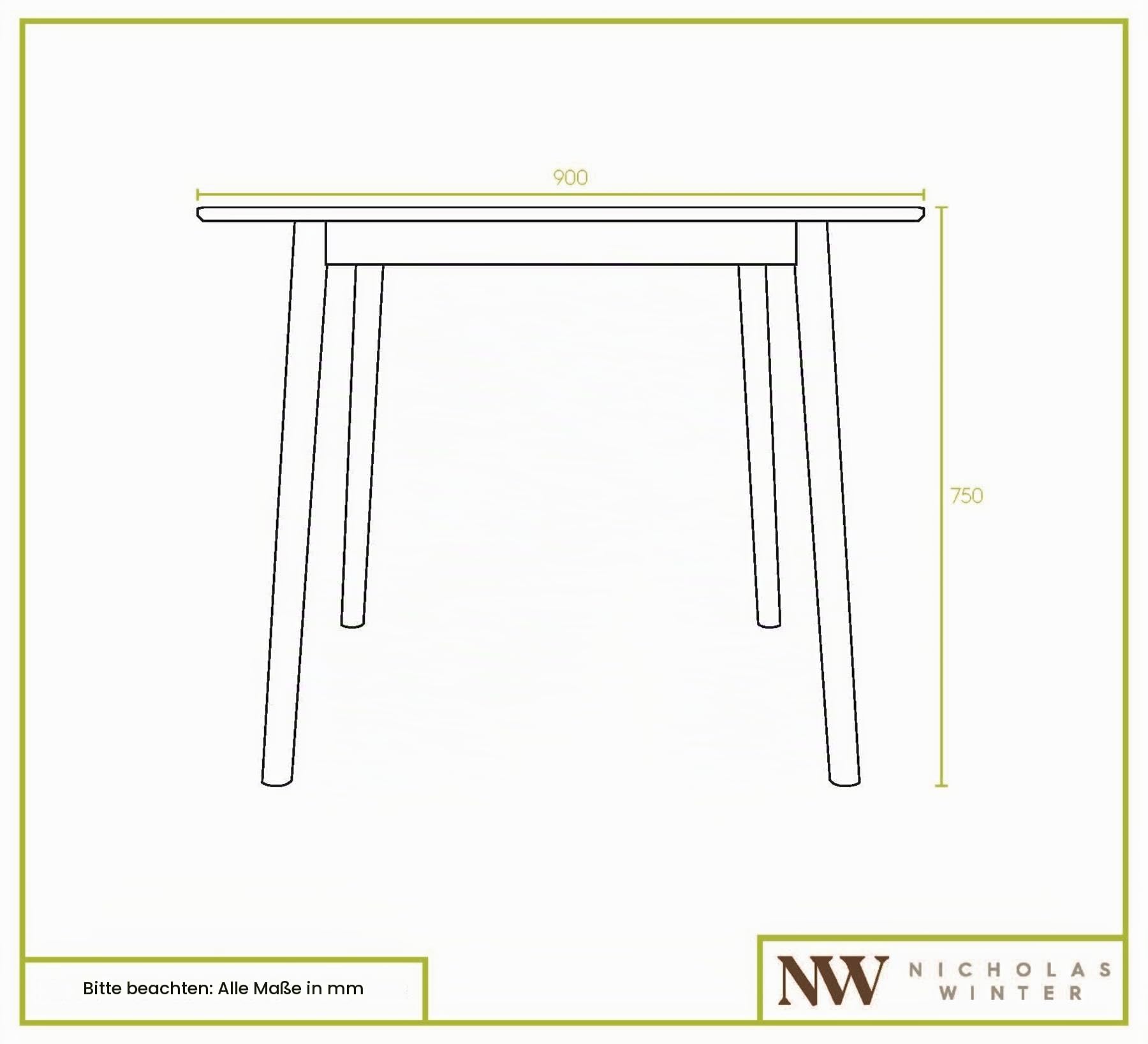 Nicholas Winter Quadratischer Esstisch aus Holz - 90cm x 90cm - Natürlich - 1x 4 Sitzer Klein Rustikal Küchen Esszimmer Massivholz Gummibaumholz Abendessen Bistro Möbel mit 4 Beinen