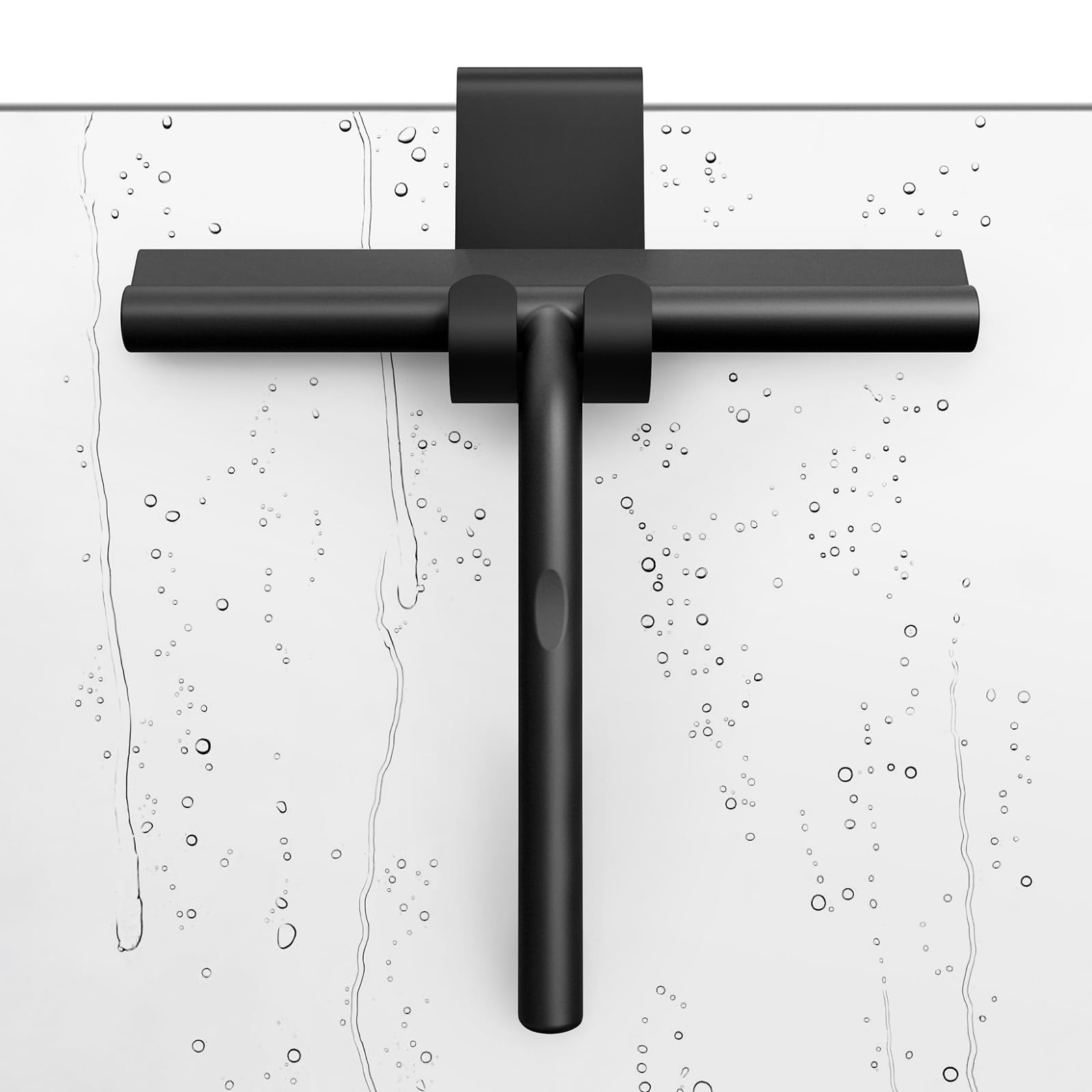 ecooe Duschabzieher Schwarz/Edelstahl, Abzieher Dusche mit Halterung 21cm/25cm Breit, Fensterabzieher, Abzieher für Glas, Spiegel, Fenster, Fliesen