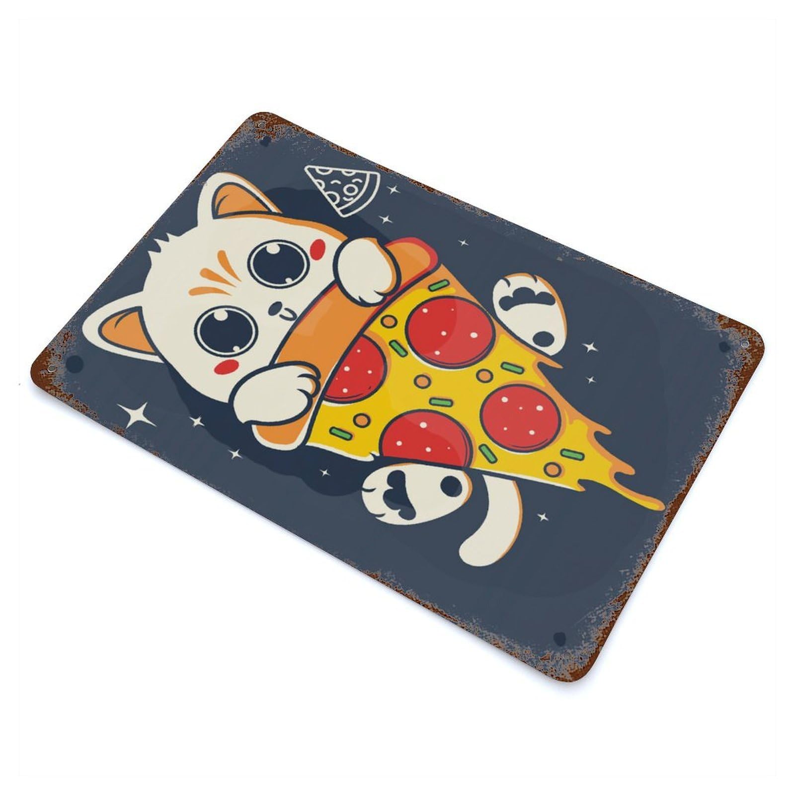 Pizzacat Rustic Tin Plaque 11.8"x7.9", for Shed, Workshop And Garage Wall Decor, Rustic Home Decor