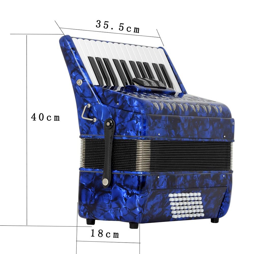 Fisarmonica Professionale, Fisarmonica a 26 Tasti 48 Bassi Strumenti a Tastiera Fisarmonica con Borsa per Tracolla per Performance/Insegnamento (Color : Blue)