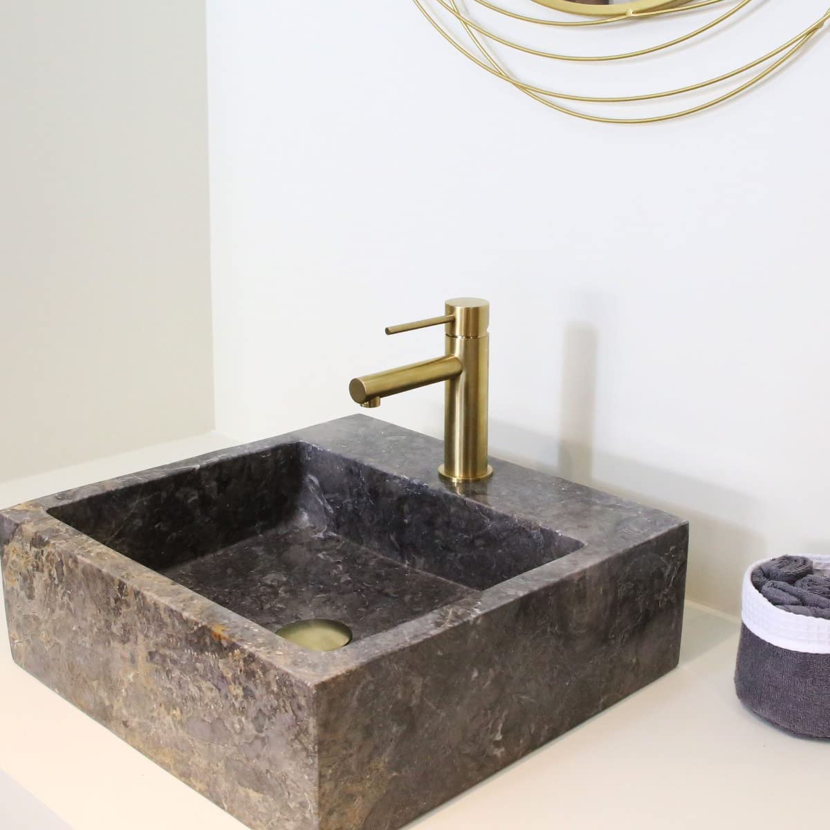 Essebagno 9019576 Luisa bateria umywalkowa niskozłota szczotkowana