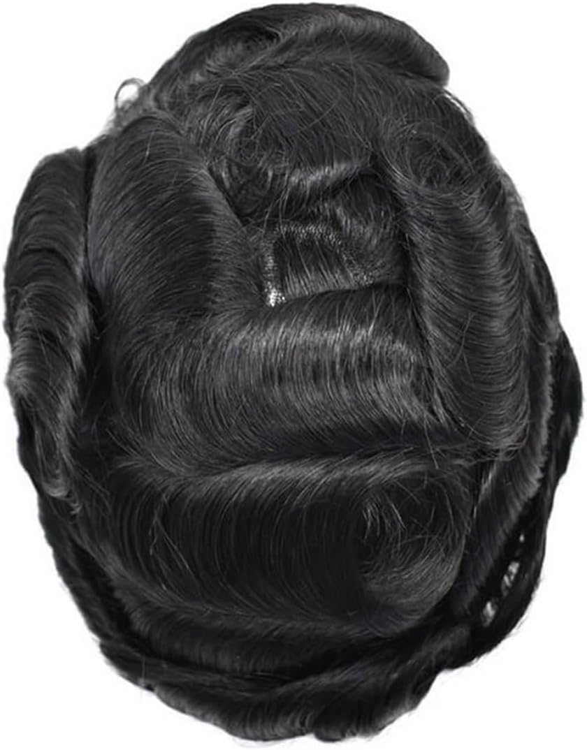 Men's wig Straight Hair Replacement System Unit Full Lace Base Human Men Toupee Natural Hairline(8x10)