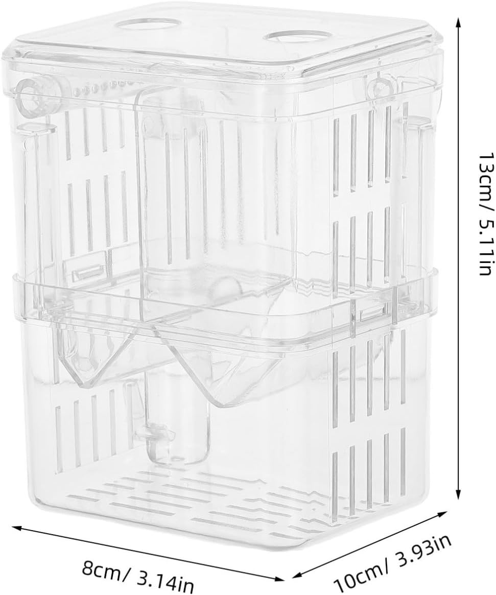 Small Fish Breeding Box with Lid and Suction Cup, Plastic Aquarium Incubator for Shrimp and Fish Fry, Easy Maintenance Nursery Box with Observation Window