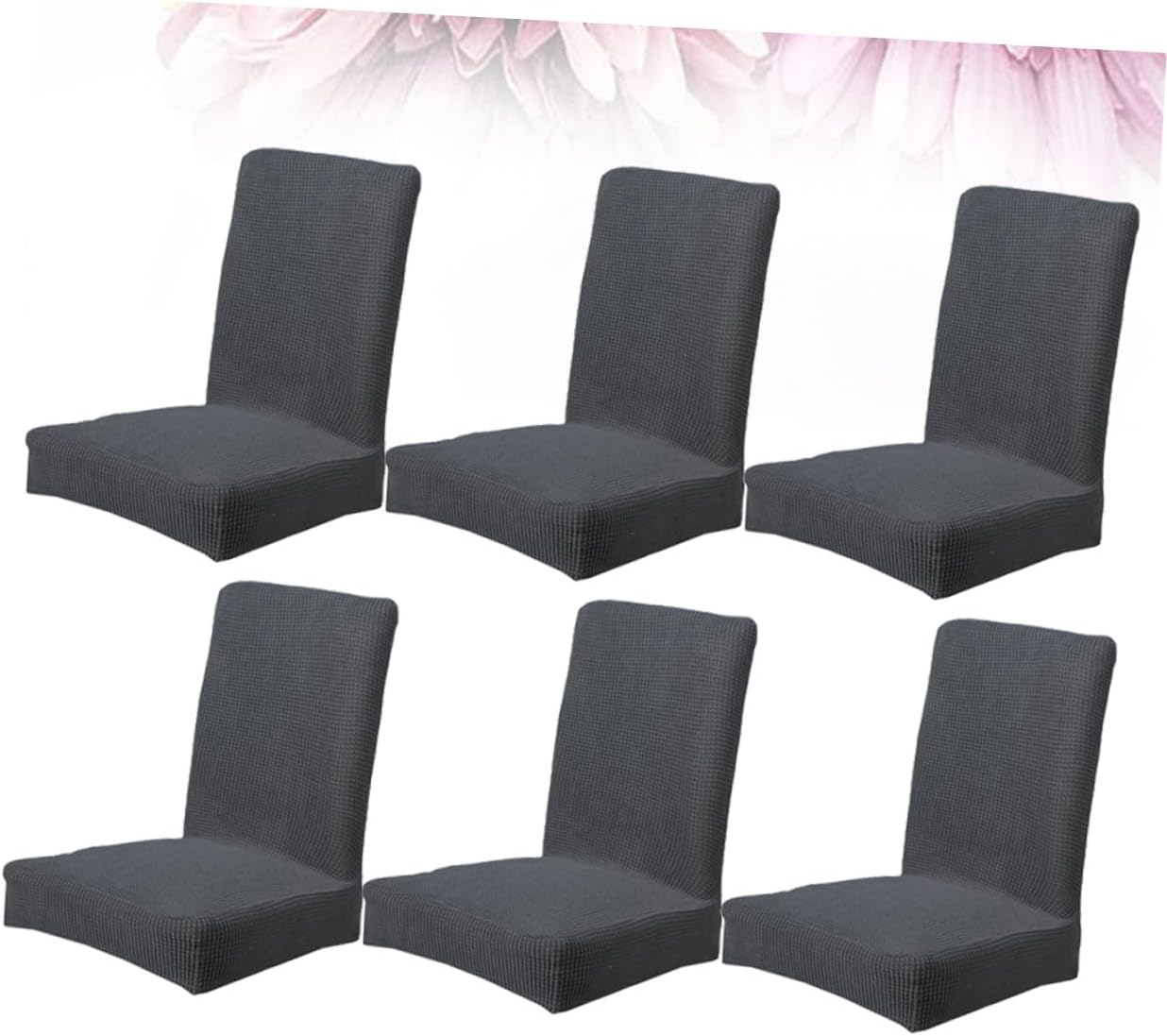 LIFKOME 6pcs Elastic Stretchy Dining Chair Covers, Grey Polyester Chair Protectors, Full Removable Slipcovers for Home Office Dining Room Seats