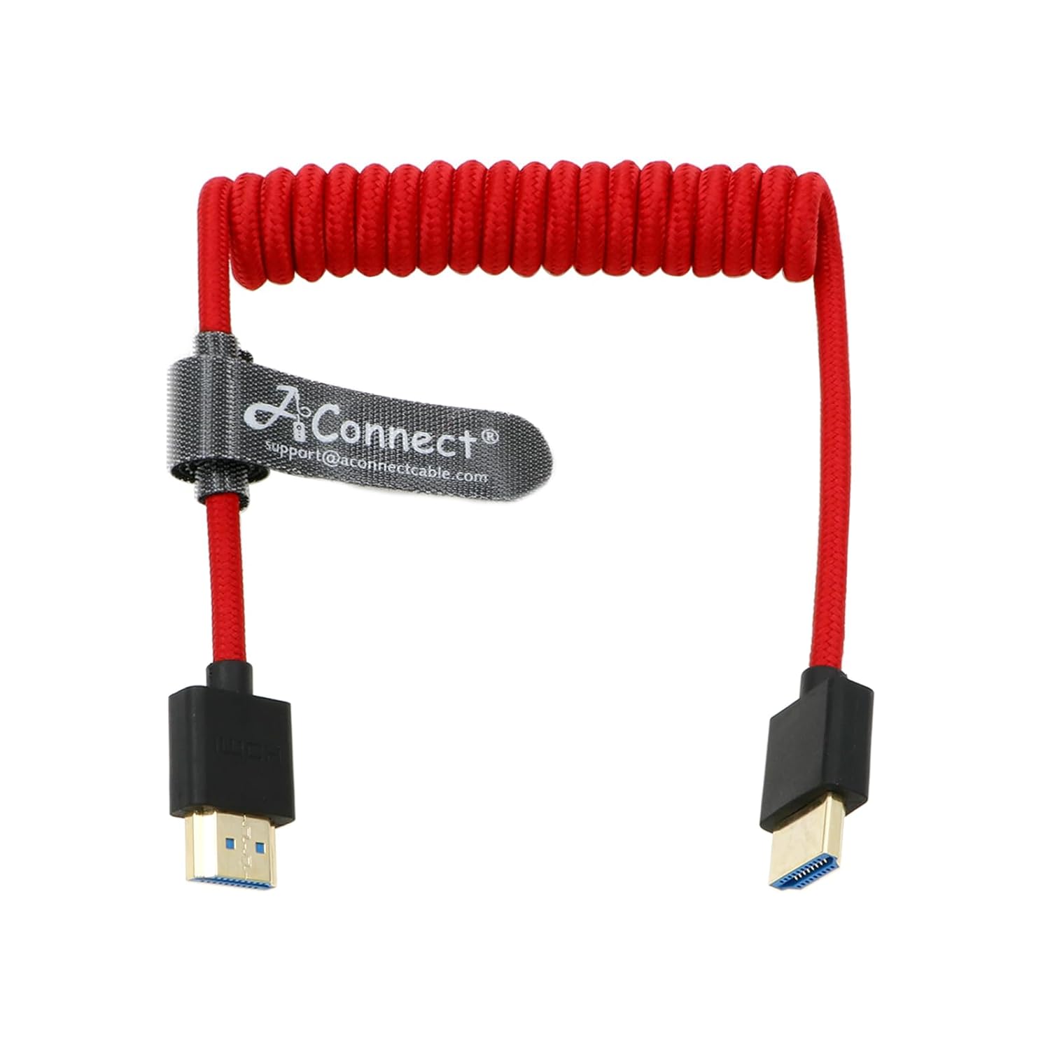 8K Coiled HDMI Cable, 8K@60Hz 4K@120Hz 48Gbps HDMI 2.1 Cable, Ultra High-Speed Braided Coiled Cable 12~18" for Atomos Ninja V|Portkeys BM5 Monitor (Straight to Straight)