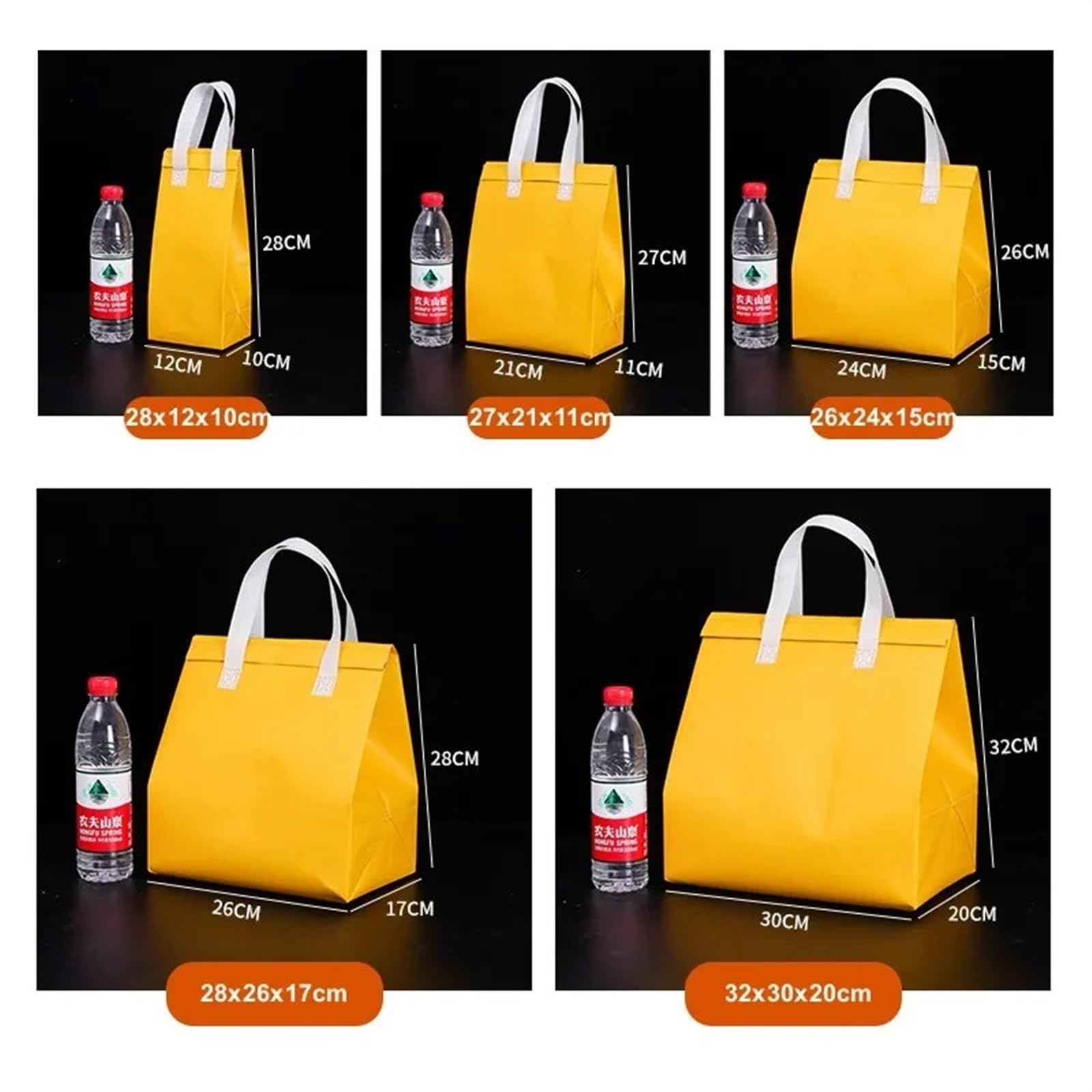 Bolsa aislante para delivery 25 bolsas de tela no tejidas, portátiles, for alimentos, bebidas, pasteles, for mantener el calor, el frío, for entrega, bolsas reutilizables con aislamiento(Red food,26x2