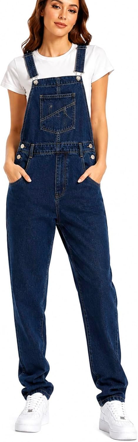 Mars Guard Women Denim Overalls Jean Bib 90s Retro Dungaree Ladies Loose Fit Fashion Cotton Casual Relaxed Jumpsuit
