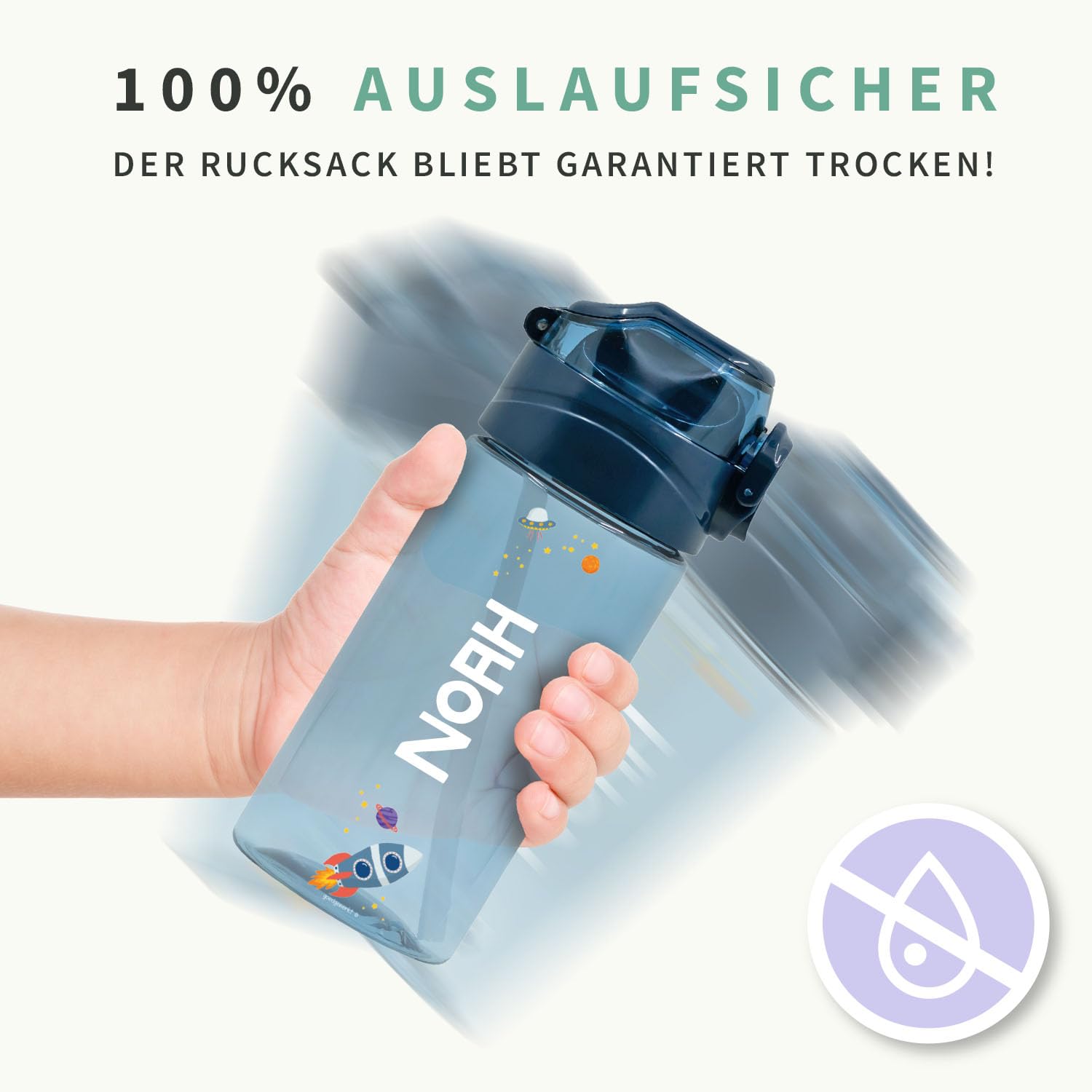 gutmarkiert Kindertrinkflasche personalisiert - mit Strohhalm 450 ml | Auslaufsicher - spülmaschinenfest - Motiv nach Wahl - für Kita - Schule und Kindergarten - für Jungen und Mädchen