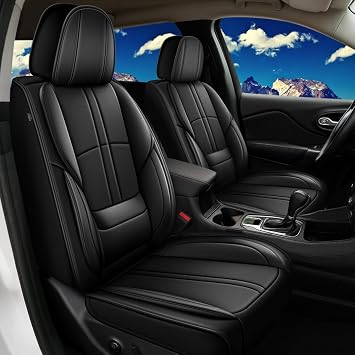 DISUTOGO Seat Covers Fit for Chevy Silverado GMC Sierra 1500 2500HD 3500HD Trail Boss Z71 2007-2026 Full Set Crew Double Extended Cab Leather Truck Seat Covers119-Black/Front only