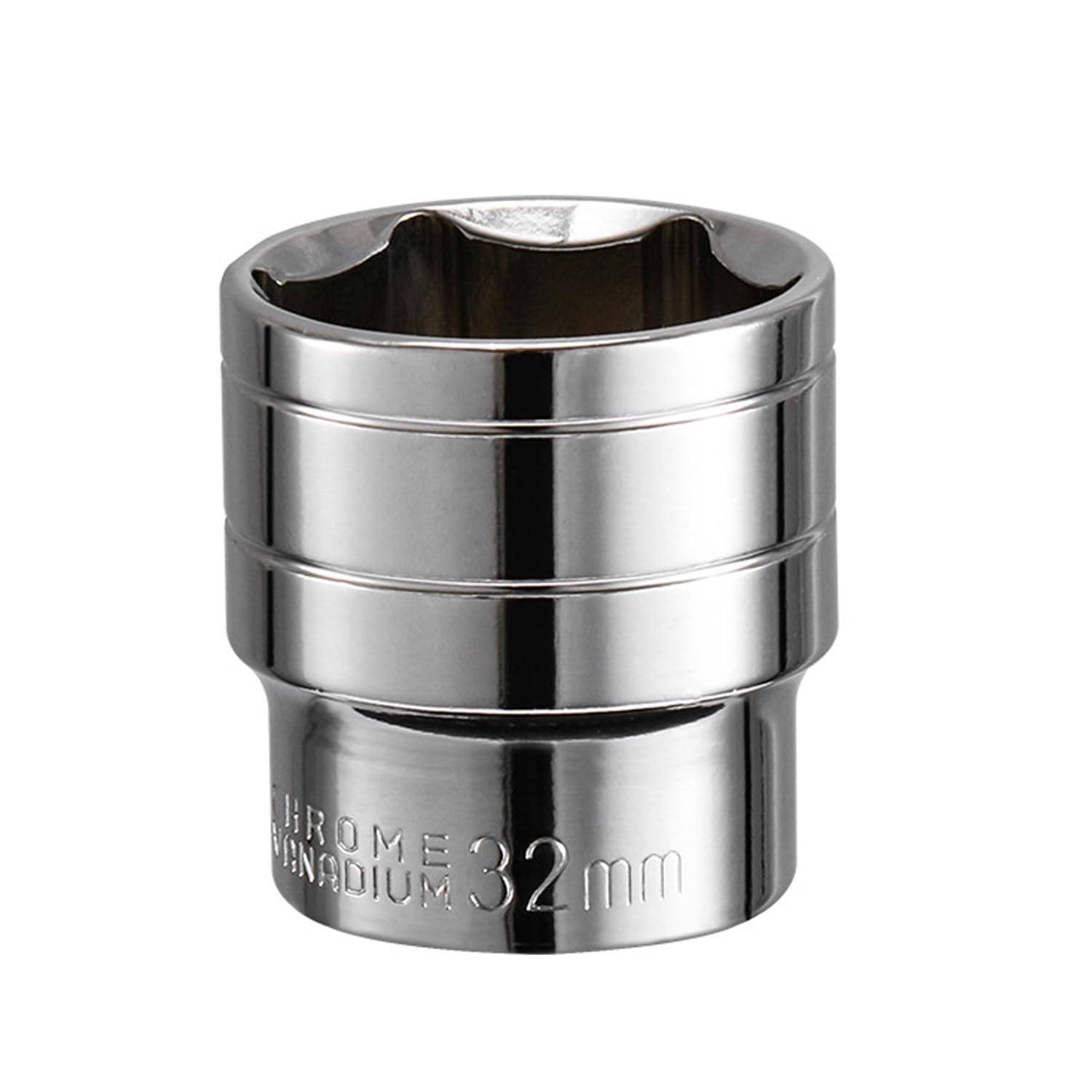 Youzzei 32mm 1/2 Inch Square Drive Socket, 6 Point Metric Socket, Polishing Chrom Vanadium Alloy Steel 32mm Sockets 1/2" Drive for Car Repair Mechanical Maintenance Home Use