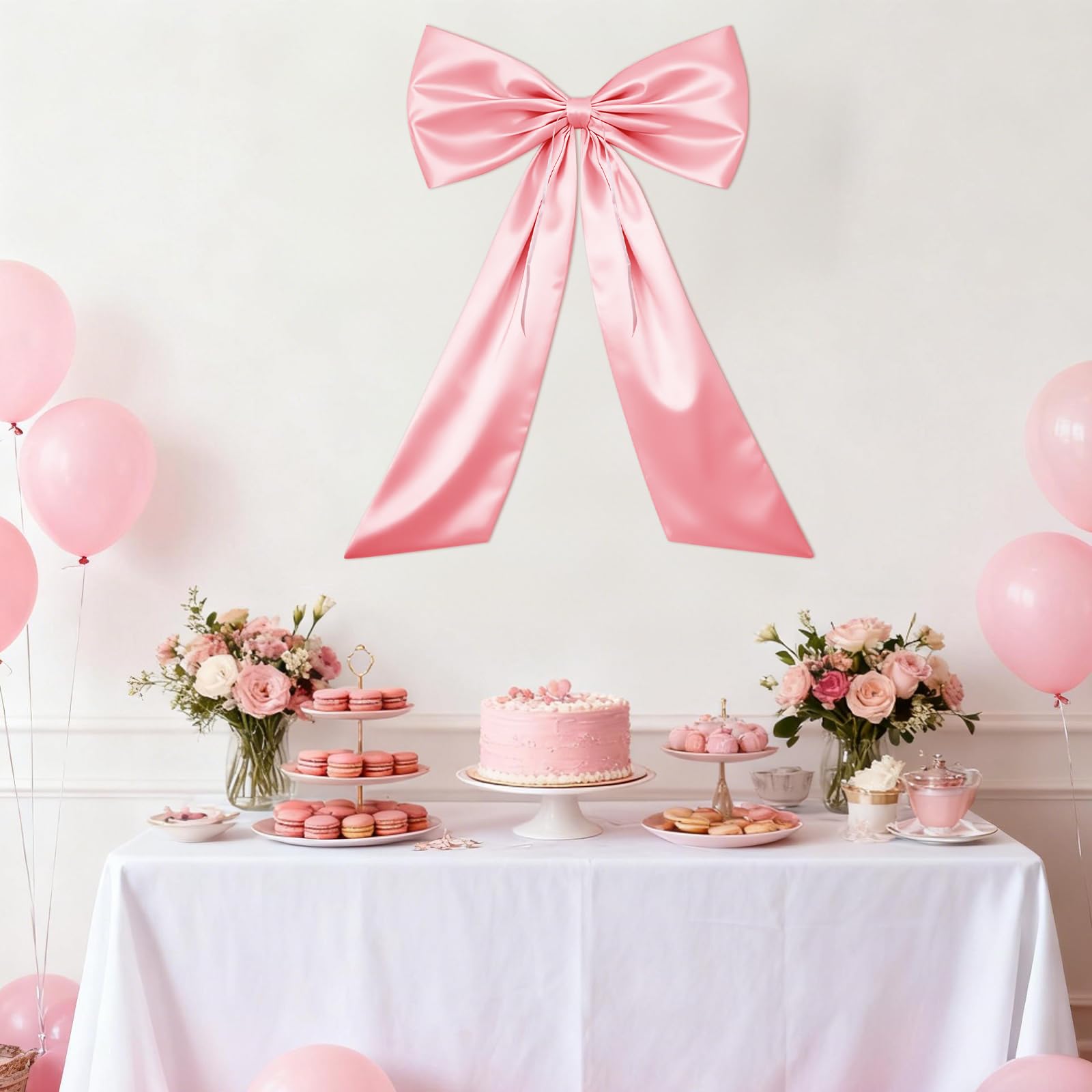 Lazo Grande Regalo 58×100 Cm con Puntos Adhesivos, Lazo Gigante Rosa para Decoración, Regalos, Fiestas y Paredes, Lazo Regalo Grande Formato para Bodas, Navidad y Eventos