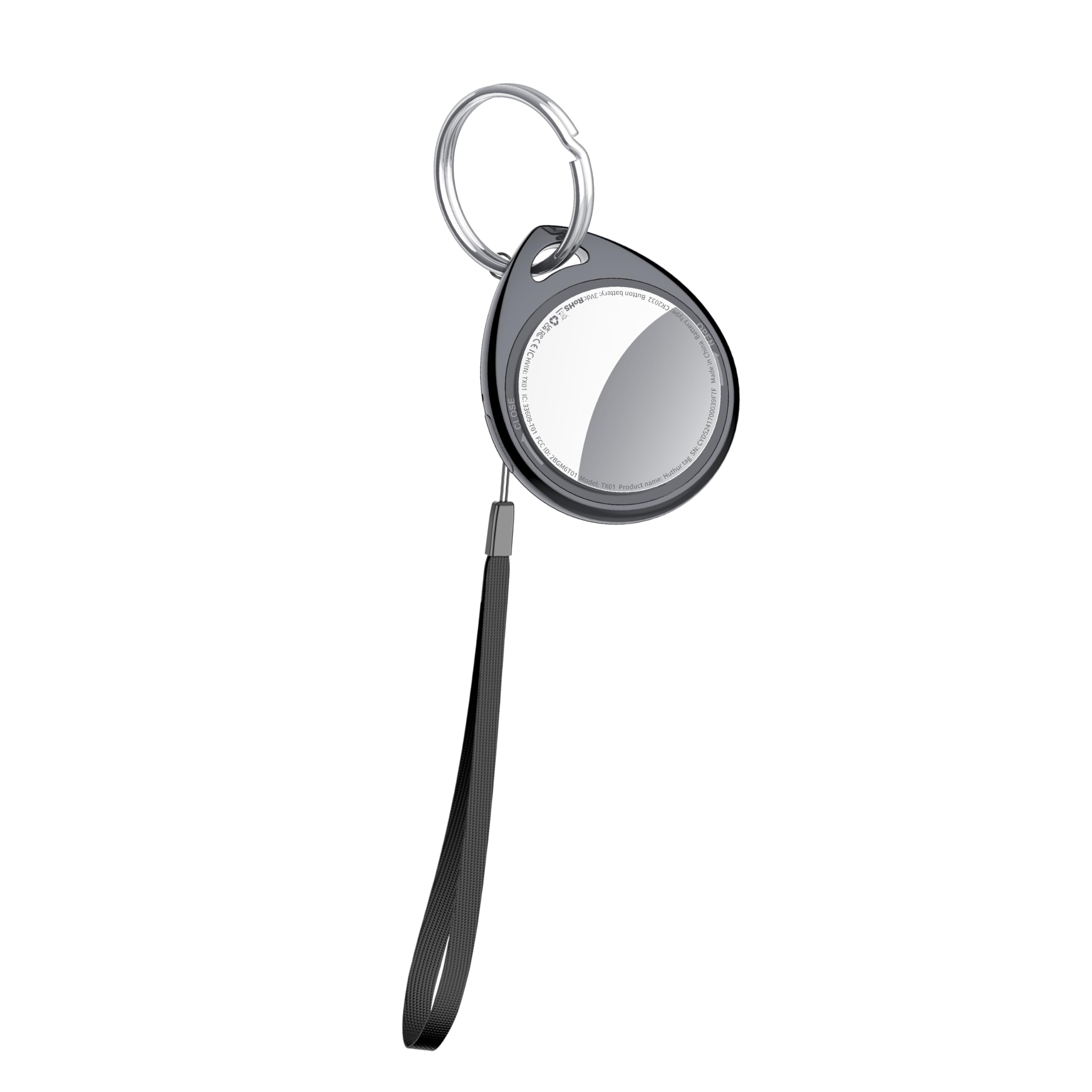 QCOQ® Air Tags 4 Pezzi Nero, Smart Tracker Bluetooth Compatibile con Apple Dov’è App (solo iOS), Localizzatore Chiavi fino a 100dB con Batteria Sostituibile per Chiavi/Bagagli/Valigie/Portafogli