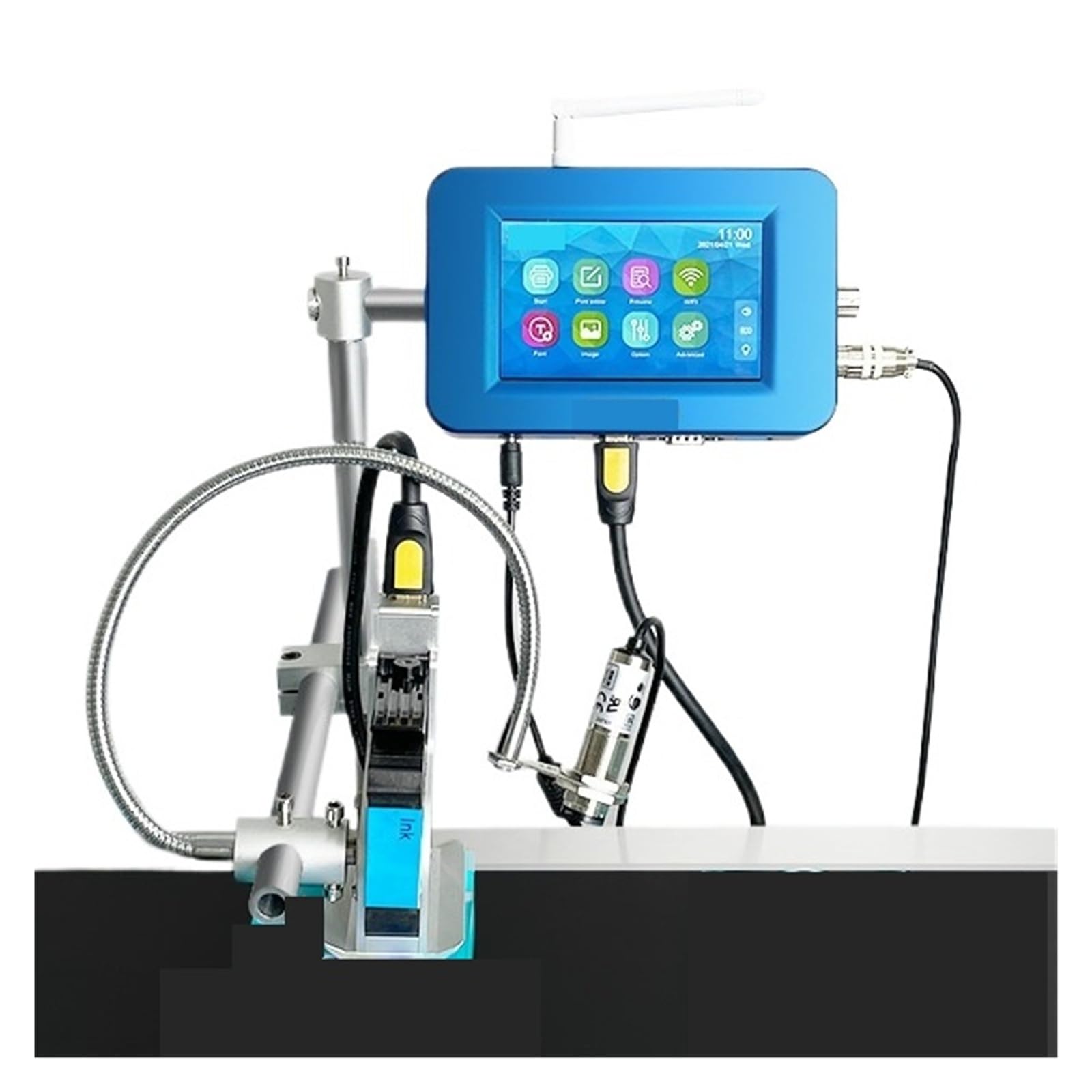 MYUYEE 12.7Mm Industrial Online Inkjet Printers For Expiry Date Qr Code Barcode Logo Production Line Thermal Coding Machine On Any Surfaces