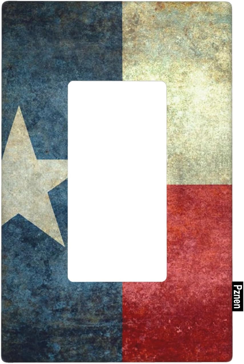 Western Single Rocker Wall Plate Vintage Texas State Flag Decorator Rocker Switch Plate Decorative 1 Gang Lightswitch Cover Home & Office