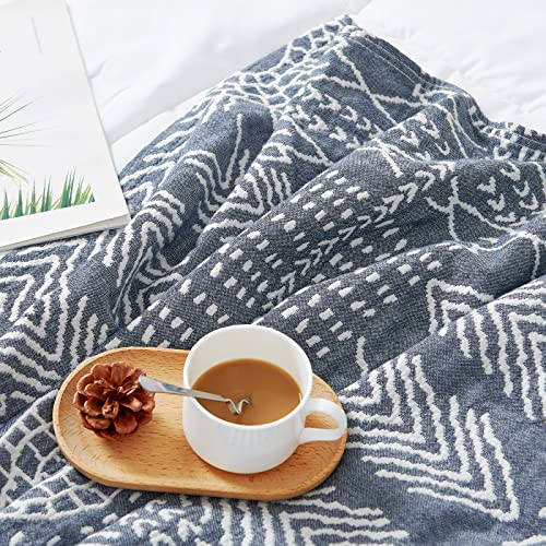 Jinchan JCTHROW-C3T-150200G02 Blue Throw Blanket 100% Cotton Blanket thumb #4