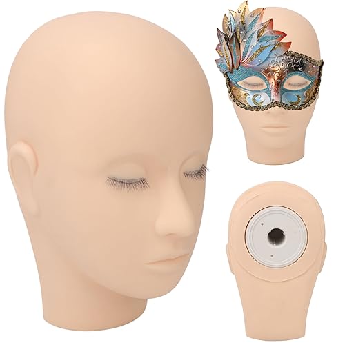 Cabeza de maniquí de pestañas, 3 capas, cabeza de práctica de silicona suave, cabeza de entrenamiento de maquillaje de aspecto realista para sala de