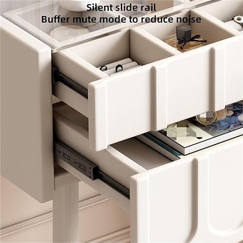 Miniatura 7 de Pequeño escritorio de maquillaje con cajones, juego de escritorio con espejo grande iluminado, 3 modos de iluminación, brillo ajustable, tocador