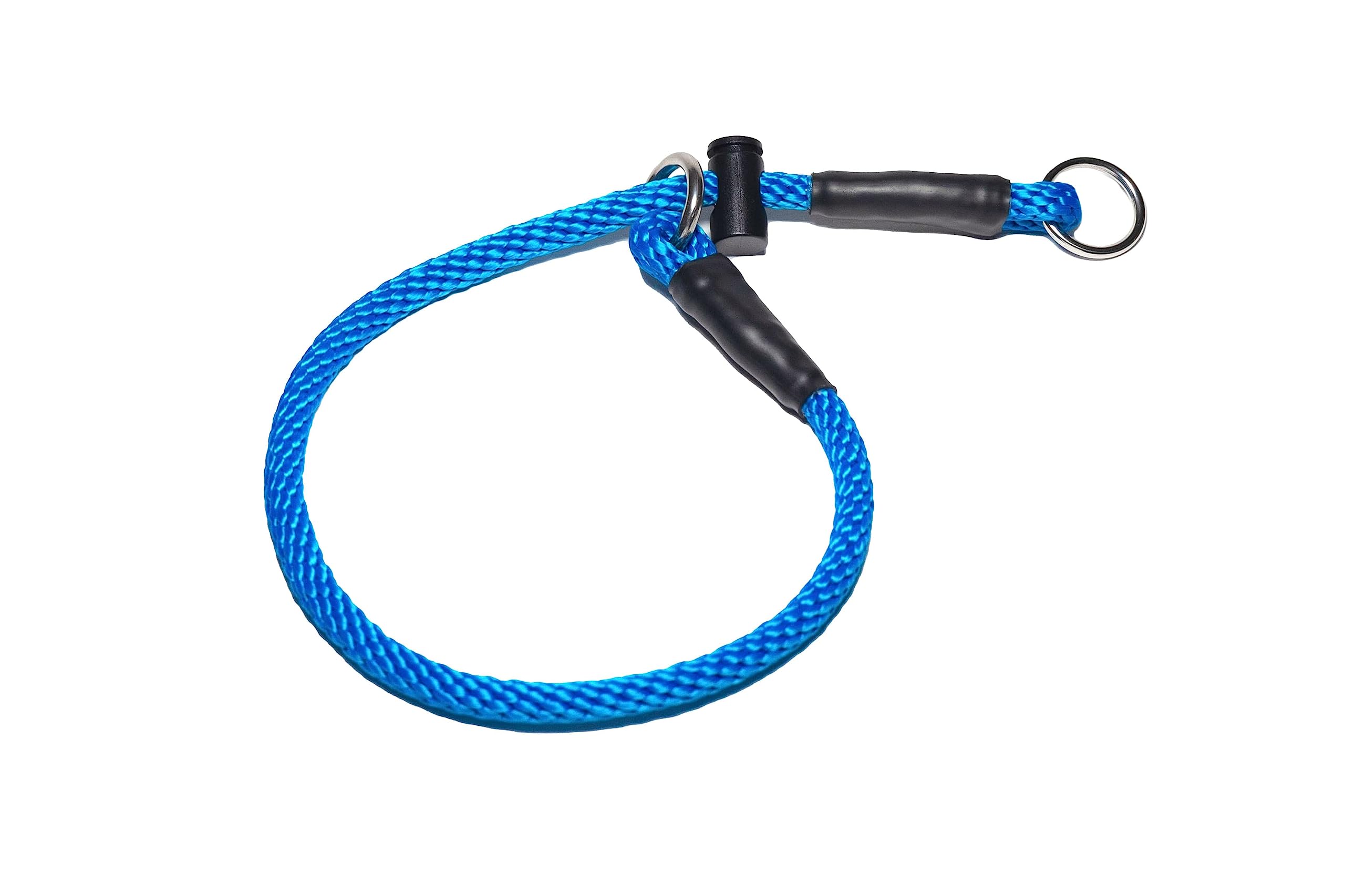 Slip dog collar Training collar Choke collar Dominant dog collar 8mm Polypropylene rope with a snug adjustable stopper/limiter (X-Large, Blue)