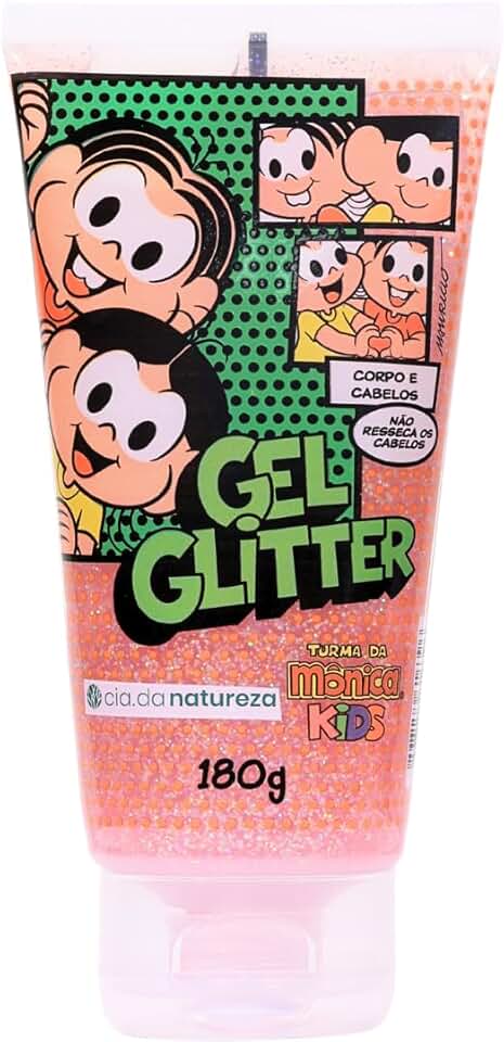 Cia. da Natureza, Gel Gliter Infantil, Para corpo e Cabelos, Turma da Mônica Kids, 180g