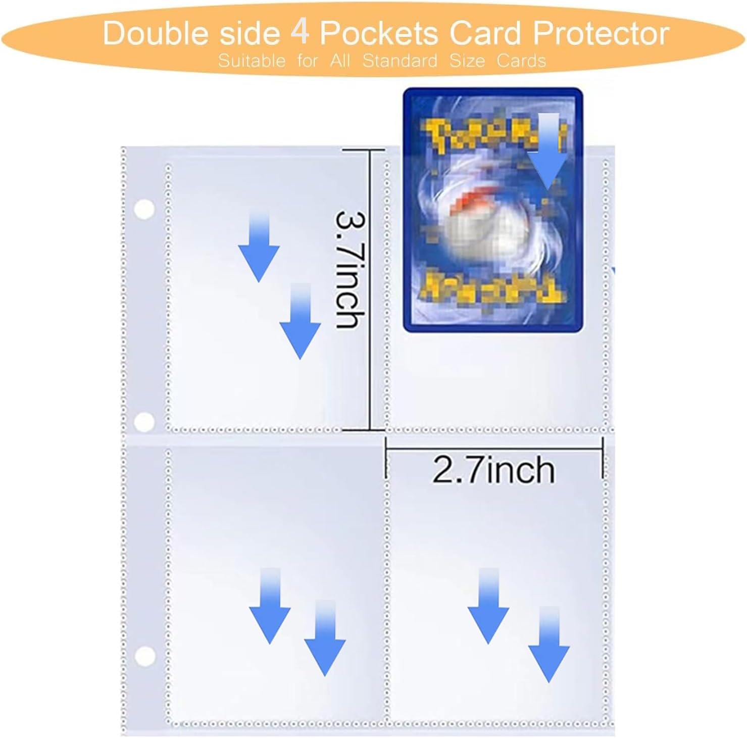 Deluxe Blue Dragon Trading Card Binder, 4-Pocket Zipper Card Album with 400 Sleeves, Premium Card Holder Book for Collectors, Fits Standard Trading Cards