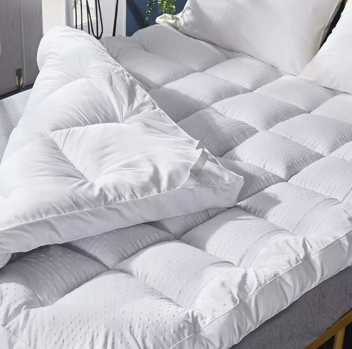 YORKSHIRE HOMEWARE ยฎ Microfibre Mattress Toppers 2" 5cm Hotel Quality Bed Topper Supersoft Heavy Fill Single Double King Box Stitched and Elasticated Corner Straps (King Topper)