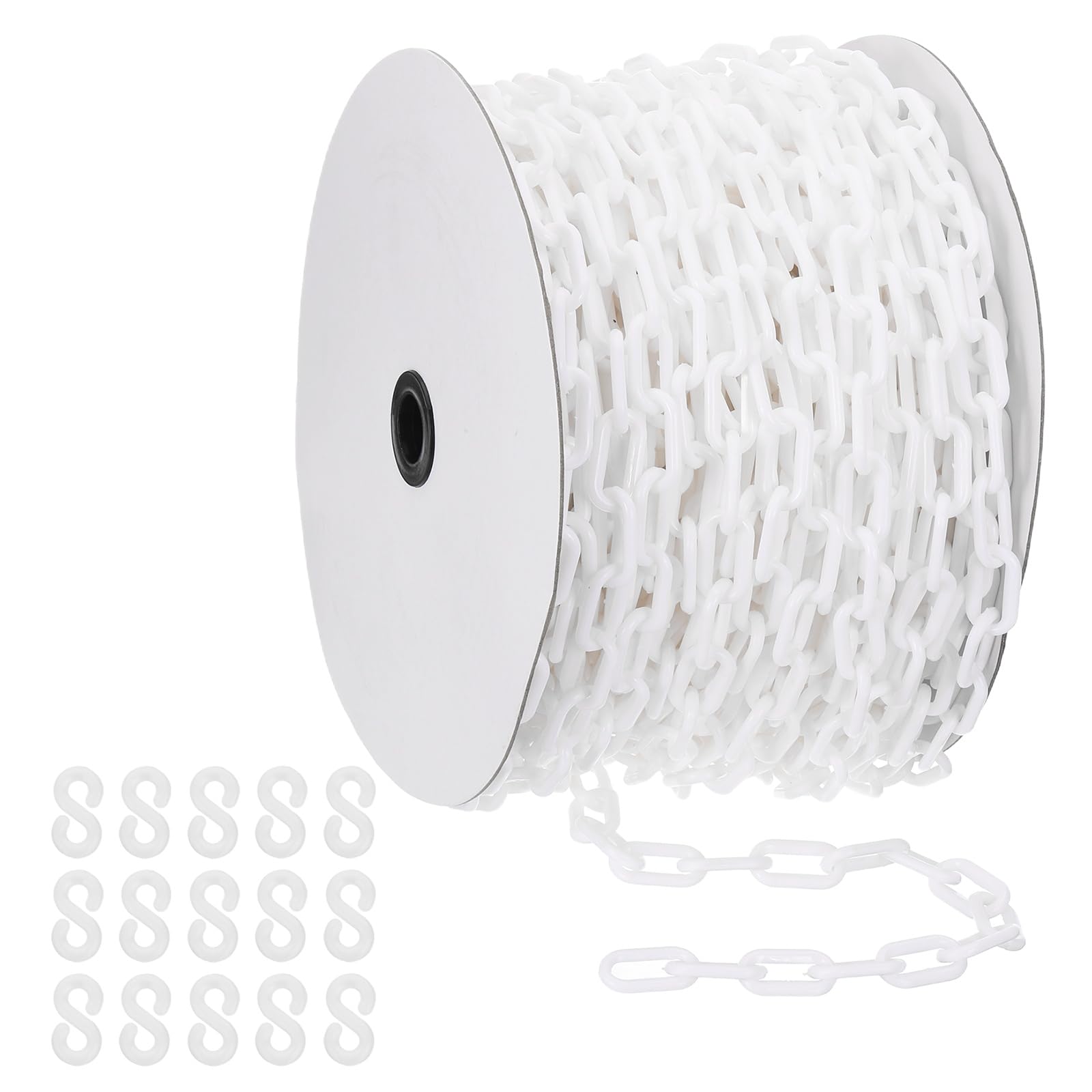 PATIKIL Chaîne plastique blanche 164 pieds 6mm pour le contrôle foule