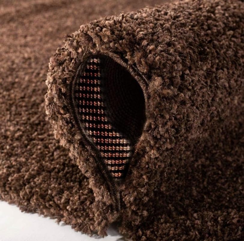 Image of Polyester Fluffy Fur Rugs & Modern Shaggy Floor Carpets for Living Room,Sofa Area,Hall,Kids Room,Guest Room | Elegent Bedside Runners for Besdroom(5X8 Feet Coffee)