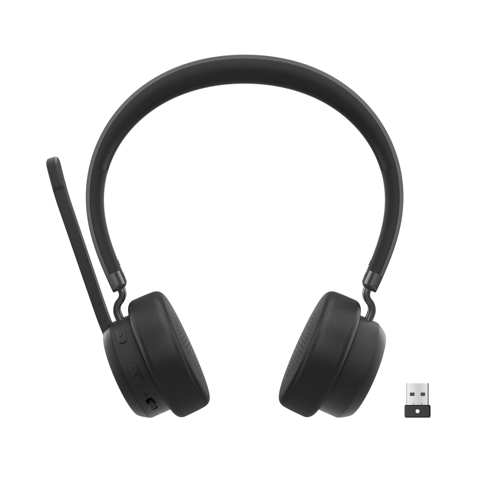 Lenovo Cuffie VoIP wireless con microfono (Certificate Microsoft Teams) collegamento Bluetooth con doppia connessione (+ dongle USB-A), fino a 60 ore di utilizzo ricarica con cavo Type-C
