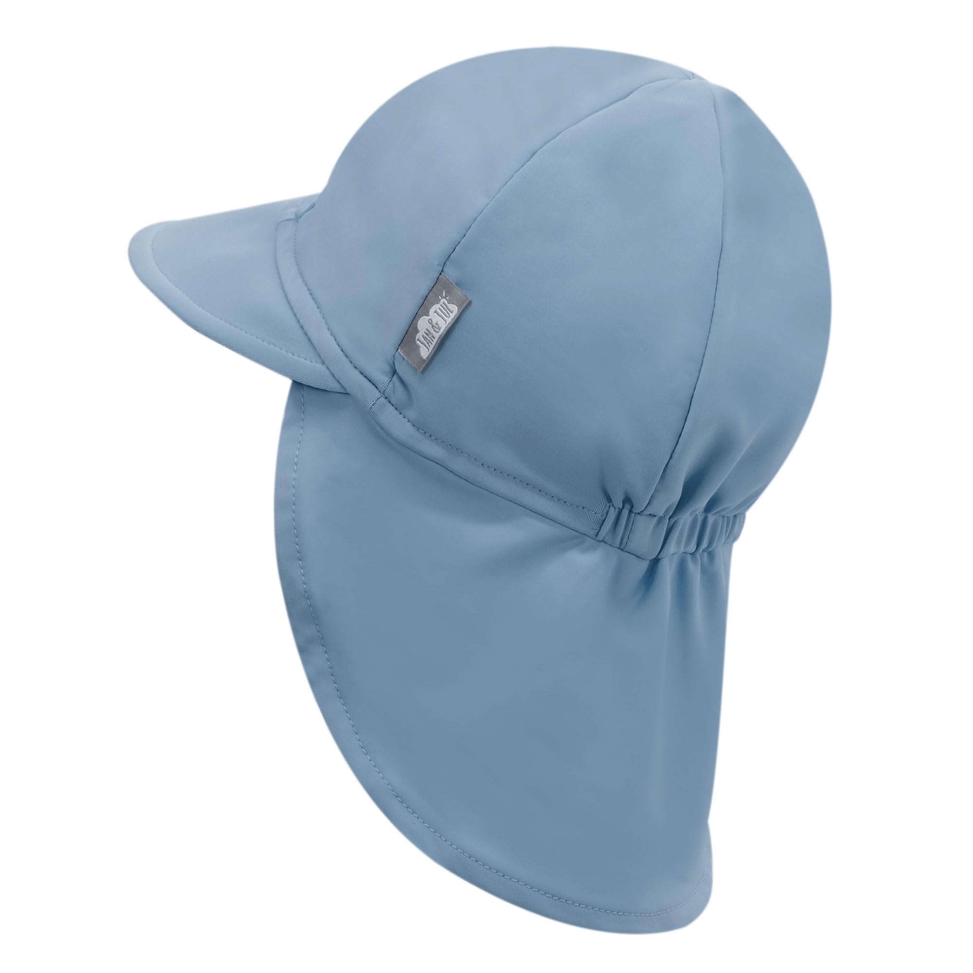 JAN & JUL Baby Sun-Hat with Neck Flap for Boys, Beach Cap with UV Protection for Swimming (Blue Grey, Size M: 6-24m)