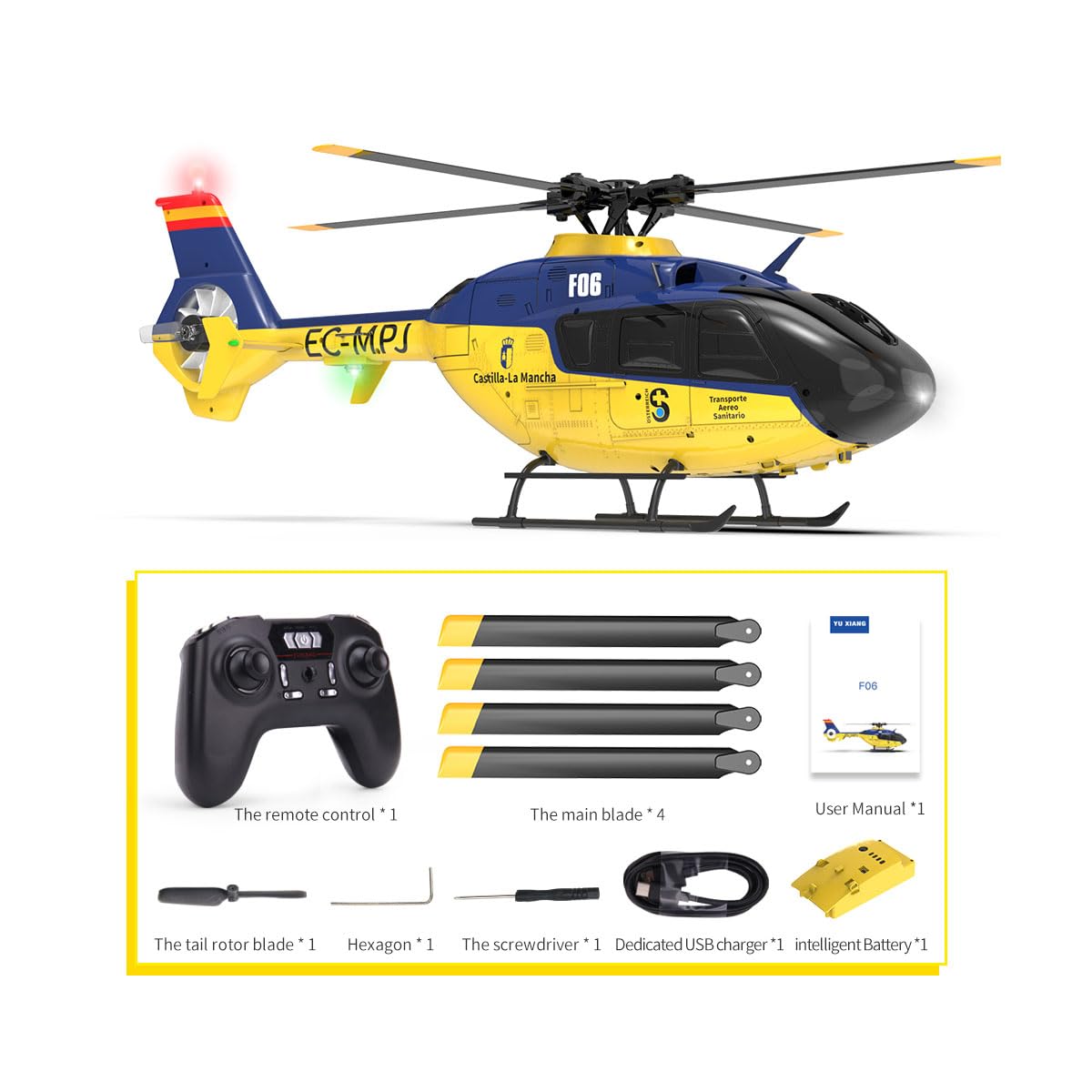 Buy UTOYA RC Helicopter with Light 1/36 F06 2.4G 6CH Direct Drive
