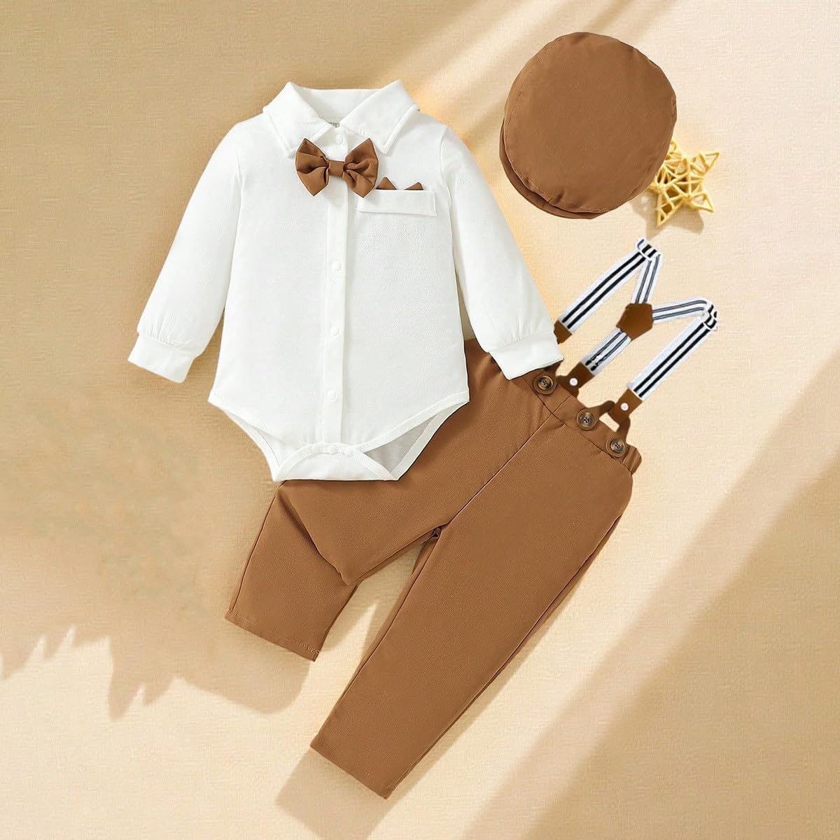 Trajes de niño caballero: tirantes, pajarita, pelele, ropa formal para niños pequeños, bodas, bautizos y fiestas.