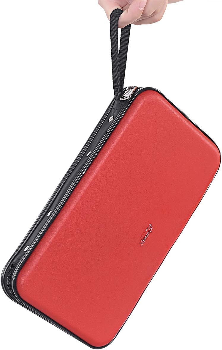 CD DVD Case, 72 Capacity Heavy Duty Wallet, DVD CD Case Holder for Car, Hard Shell Sturdy case, CD Disk Holder, DVD disc Binder, Booklet, Protective Blu-ray Wallet (72 Capacity,Red) image 3