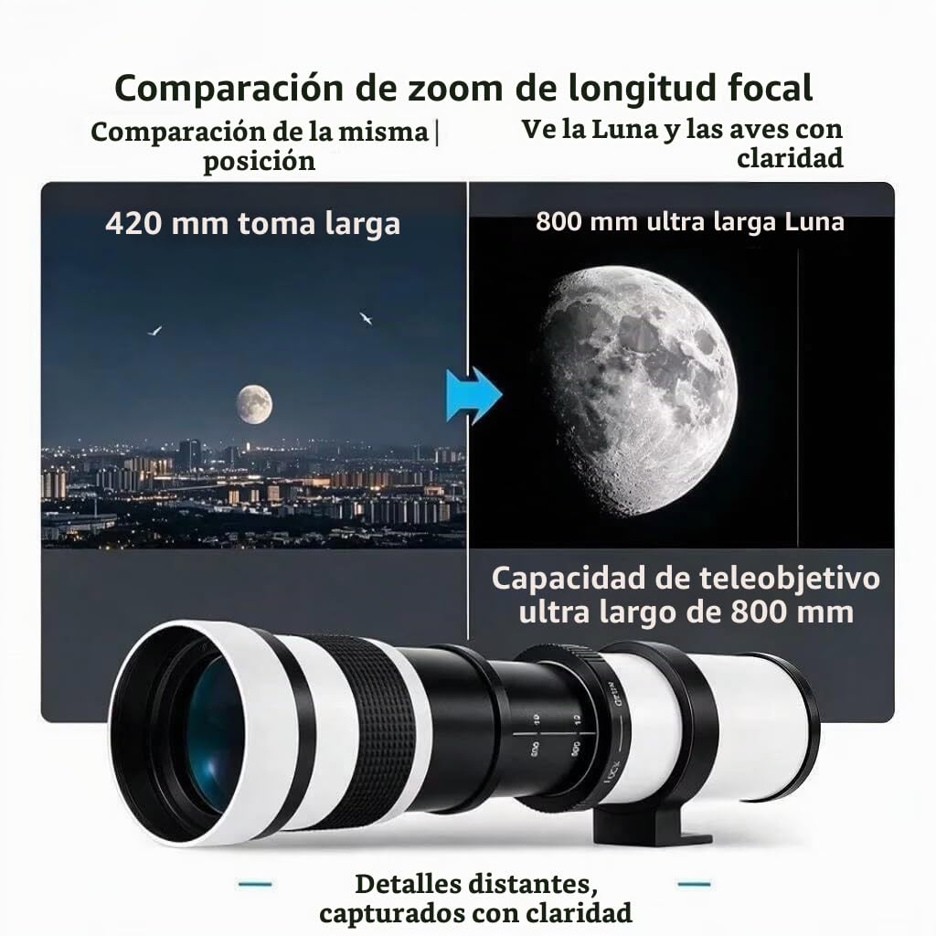 EF/F Teleobjetivo Lente JINTU 420-800mm F8.3 Objetiv EF Enfoque Manual para Canon Nikon D5300 D3400 d7200 d750 d3500 d7500 d5500 d3300 T8i T7 T7i T6 T6i 850D 750D 250D 200D 4000D 3000D 2000D 1500D