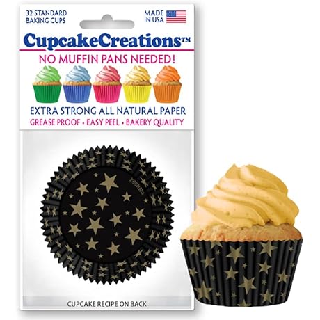 Gold Stars Star Cupcake Liners