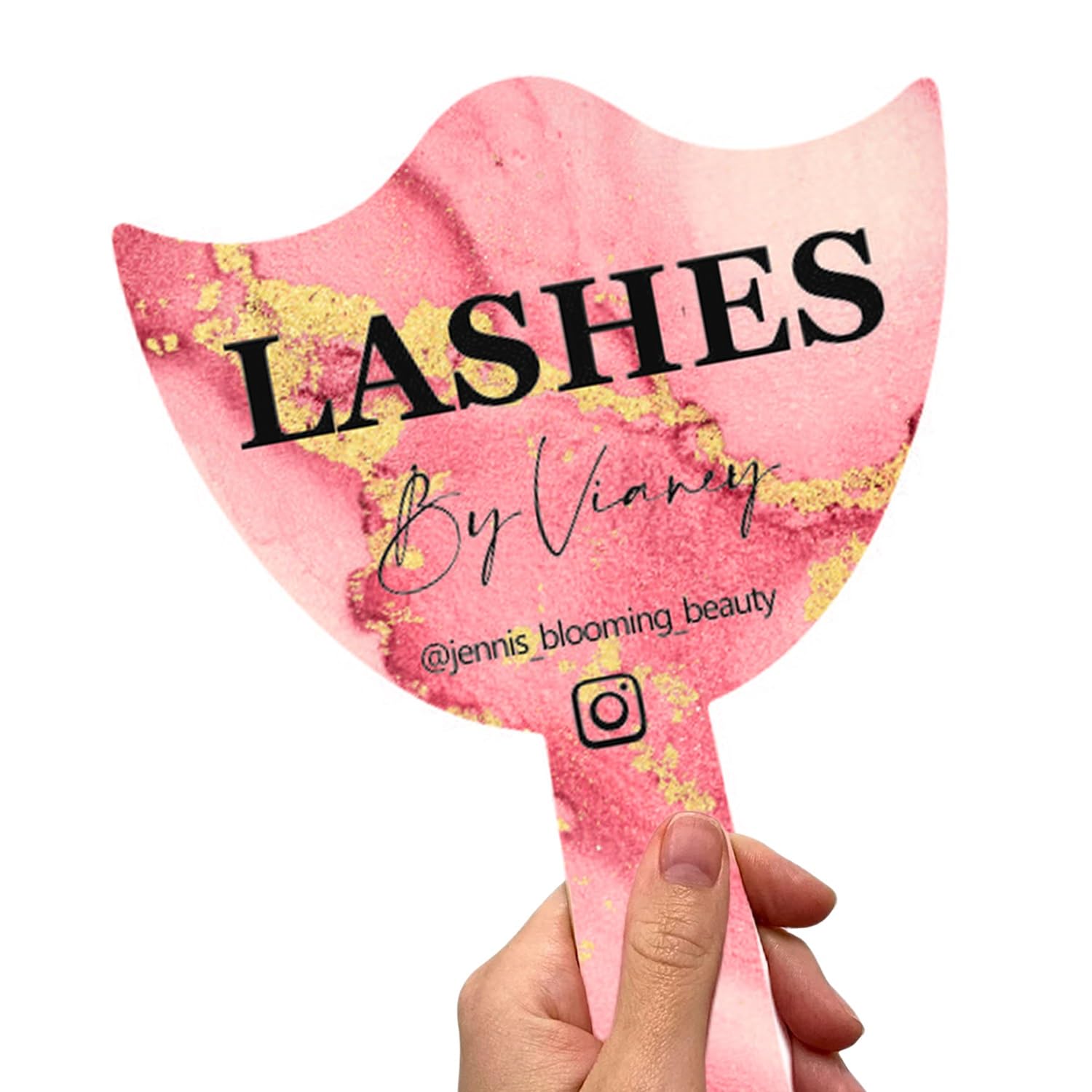 Zztingc Color10 Personalised Eyelash Technician Prop, Lash Room Decor, Lash Tech Mirror Prop, Eyelash Mirror, Handheld Mirror Social Media Prop(Color10)