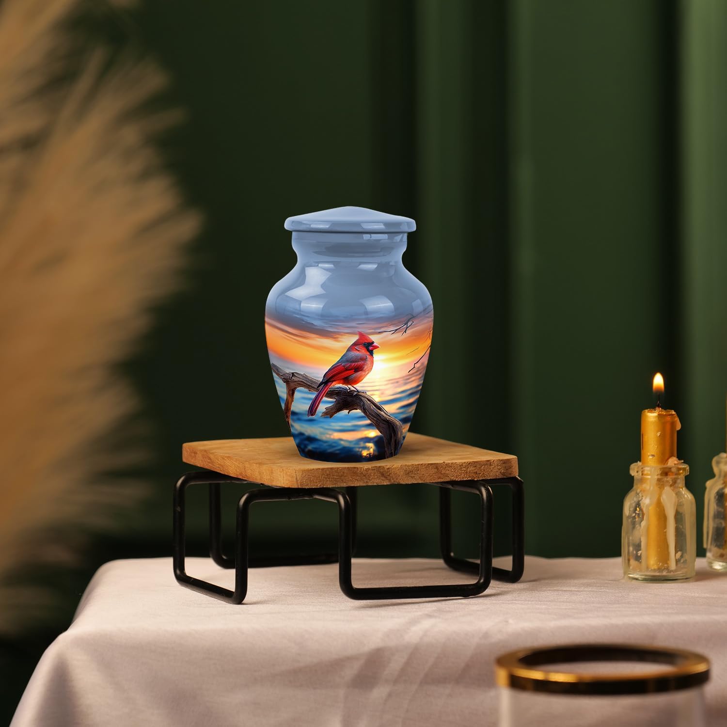 Red Cardinal Bird Urn for Ashes for Women & Man, Small Keepsake Urns for Human Ashes Adult Male, Cremation Memorial Urn for Man 3Inch