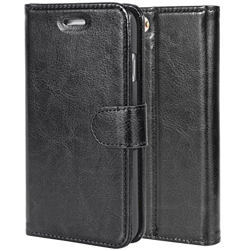 Wisdompro Iphone 6S Case, Iphone 6 Case, Premium Pu Leather 2-In-1 Protective Folio Flip Wallet Kickstand Case With Credit Card Holder Slots For Apple 4.7 Inch Iphone 6S 6(Black With Stand) #TOP1